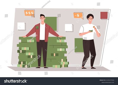 Salary Gap Concept Rich Poor Characters Stock Vector Royalty Free