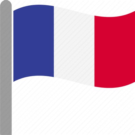 Country Flag Fra France French Pole Waving Icon