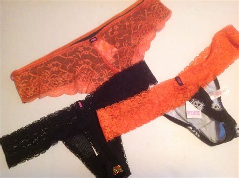 Victorias Secretpink Panty Thong Halloween Black Orange Bling Lace Xssml Nwt Ebay
