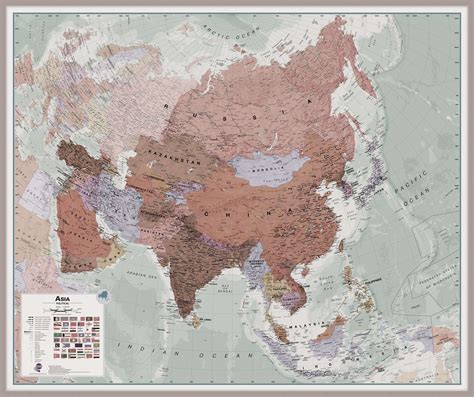 Biggest Asia Political Wall Map Wall Map Of Asia Political Wall Maps