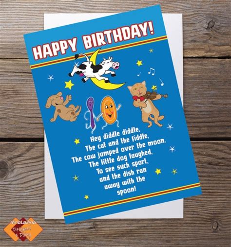 Kids Birthday Card Nursery Rhyme Birthday Card By Designed4doing
