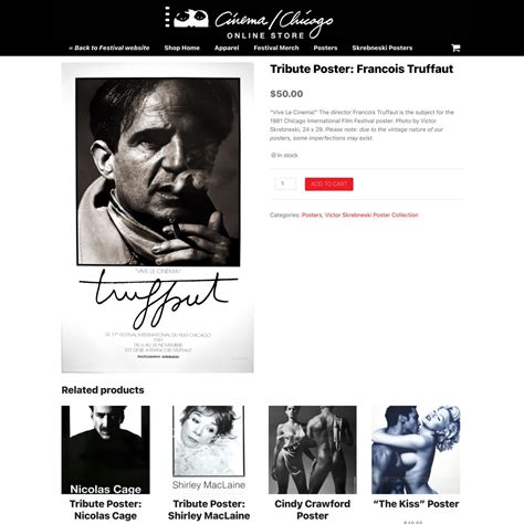 Tribute Poster Francois Truffaut Cinema Chicago Online Store — Arena
