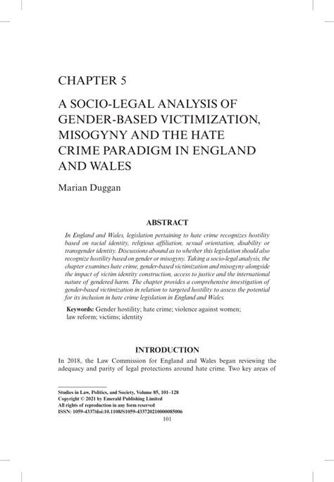 PDF A Socio Legal Analysis Of Gender Based Victimization Misogyny And The Hate Crime Paradigm
