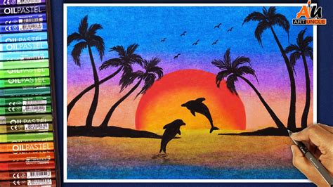 Easy Painting Sunset Dolphin Drawing Dolphin Sunset Watercolor