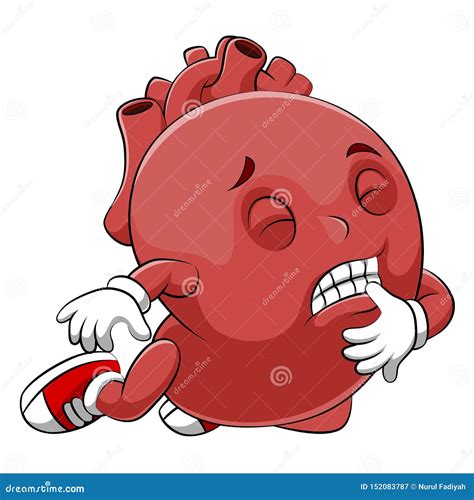 A Cartoon Sick Human Heart Character Stock Vector Illustration Of