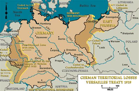German Territorial Losses Treaty Of Versailles 1919
