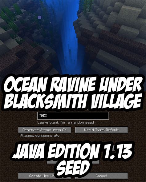 Minecraft Java Edition Seed Yndi Ocean Ravine Beneath Spawn
