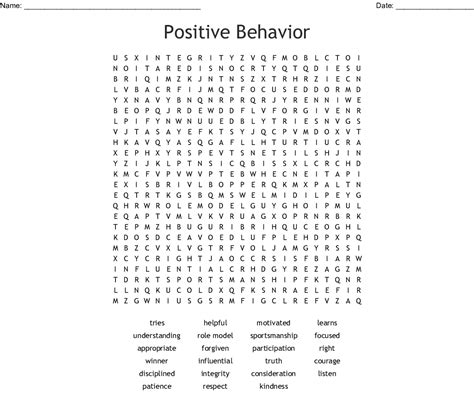Positive Attitude Word Search Printable