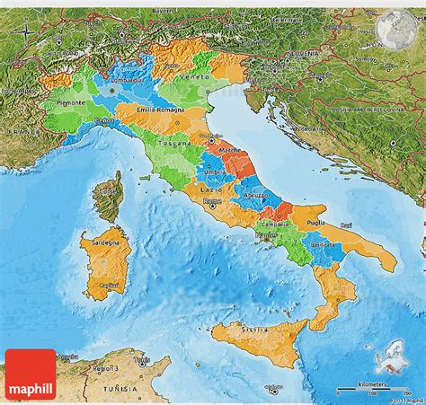 Political 3d Map Of Italy Satellite Outside Bathymetry Sea