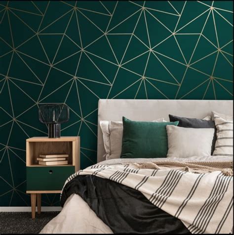 Bedroom Feature Wallpaper Patterned Wallpaper Bedroom Geometric