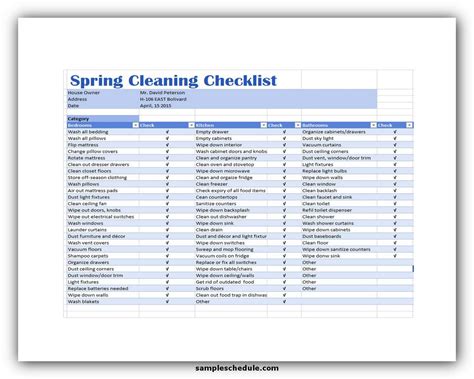 5 Free Cleaning Checklist Template Excel Sample Schedule