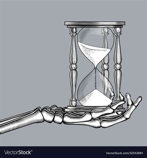 Skeleton Hand With A Retro Hourglass Royalty Free Vector