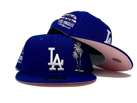 Light Royal Los Angeles Dodgers Palm Tree Custom New Era Fitted Hat