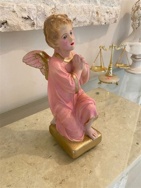 Vintage Plaster Angel Statue Etsy