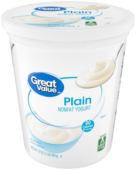 Great Value Plain Nonfat Yogurt 32 Oz
