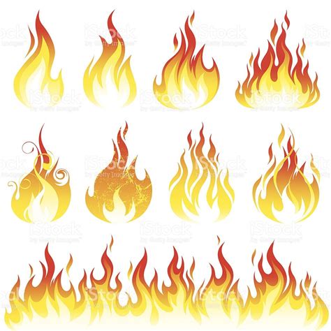 Various Fire Elements Flame Art Fire Drawing Drawing Flames