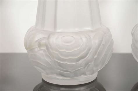 Pair Of Frosted Glass Art Deco Vases By Espaivet For Sale At 1stdibs