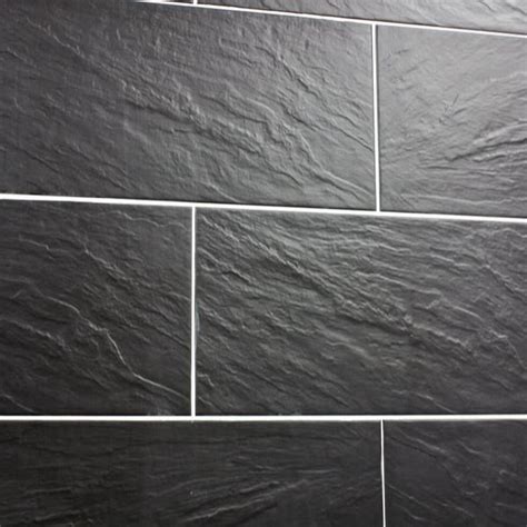 Modern bathroom floor tiles can make even small bathroom designs look luxurious. Nain Black Slate Effect Tiles 30 x 60 cm | Slate effect ...