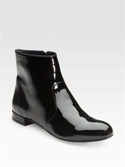 Prada Patent Leather Ankle Boots In Black Lyst