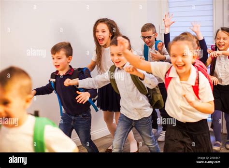 Primary School Hallway Backpack Uniform Hi Res Stock Photography And