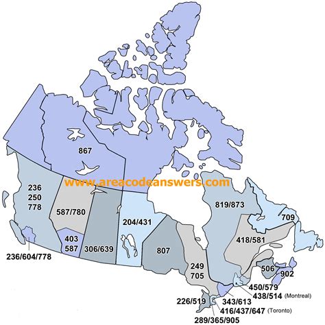 Area Code Map Of Canada