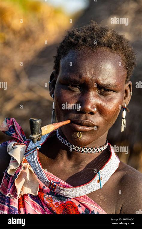Woman From The Toposa Tribe Smoking A Pipe Eastern Equatoria South