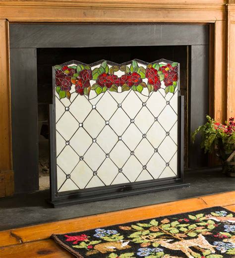 Chesterfield Stained Glass Decorative Fireplace Screen Plowhearth
