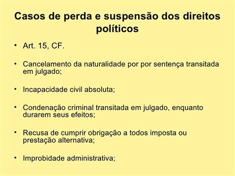 Perda E Suspensão De Direitos Políticos