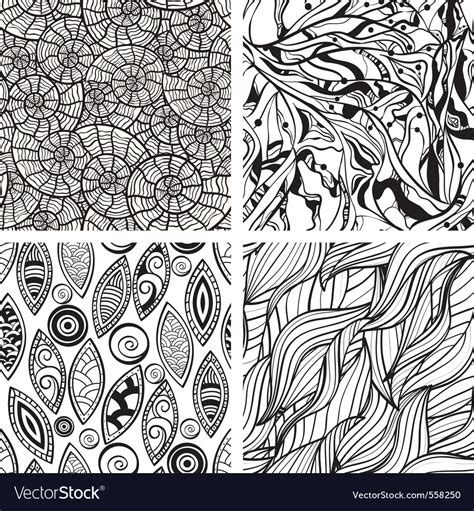 Seamless Hand Drawn Patterns Royalty Free Vector Image