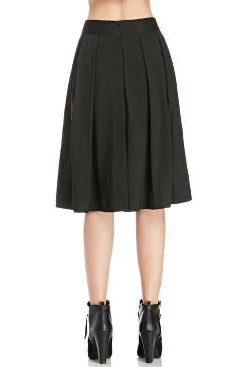 A Line Pleated Midi Skirt In Black Dailylook