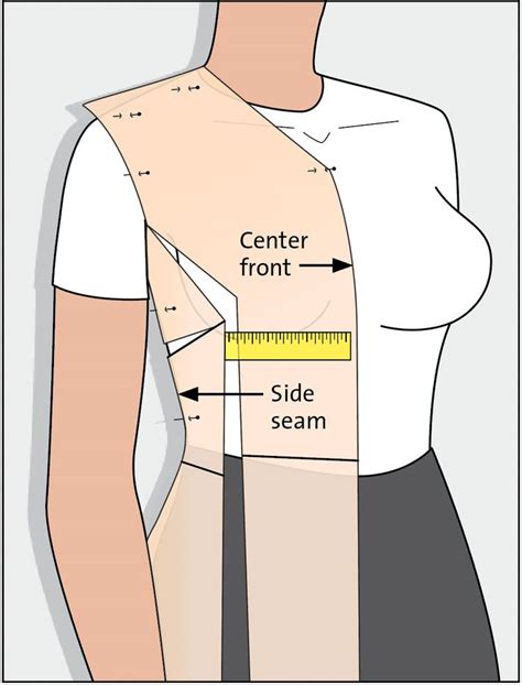 A Womans Torso With The Center Front And Side Seams Labeled