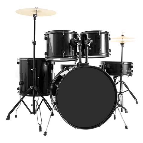 New Adult 5 Pcs Complete Adult Black Drum Set Full Size