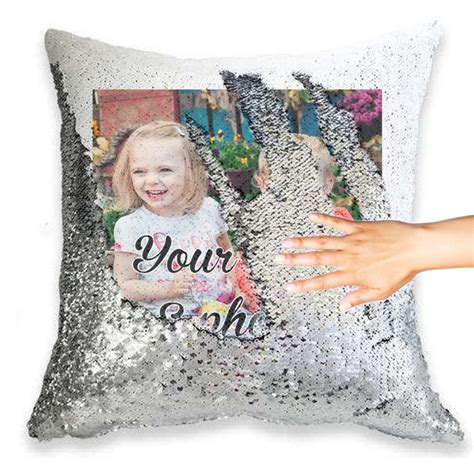 Custom Photo Magic Reveal Cushion Cover Personalised Sequin Pillow Xmas