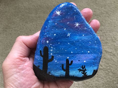 Hotebs Desert Night Sky 2017 Night Art Night Painting Painted Rocks