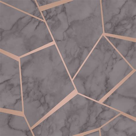 Fractal Geometric Marble Wallpaper Charcoal Grey And Copper Fine