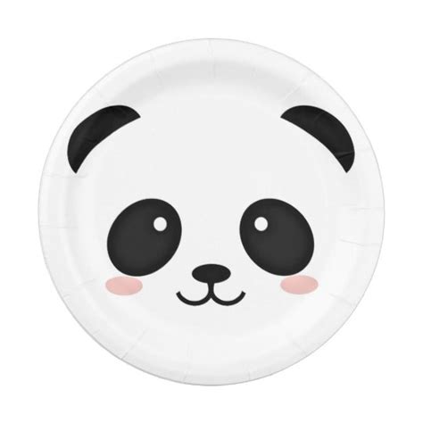 cute panda face kawaii portrait paper plate zazzlecom