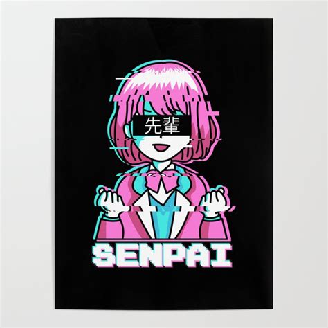 Notice Me Senpai Aesthetic Vaporwave Anime Girl Poster By Alex211