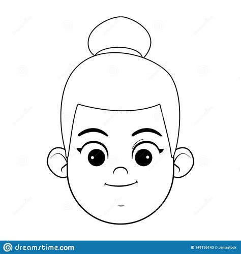 Girl Face Avatar Profile Picture Black And White Stock Vector