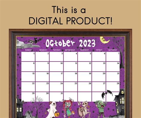 Editable October 2023 Calendar Spooky Halloween Night Party Etsy