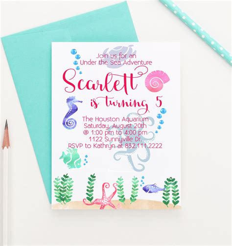 Under The Sea Birthday Invitation for Kids Under the Sea | Etsy | Ocean