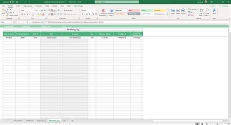 Shipping And Receiving Excel Template Simple Sheets