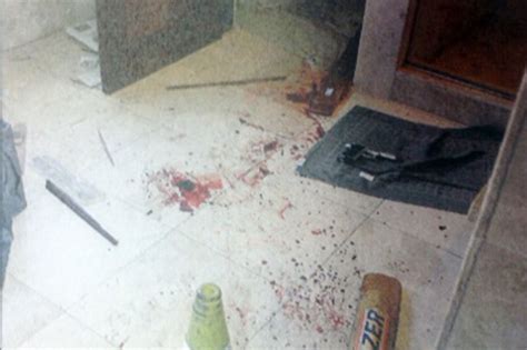 The most disturbing image show pools of blood on the floor of the bathroom, a panel missing from the door, and two police. Shocking PHOTOS Emerge Of Oscar Pistorius Crime Scene ...
