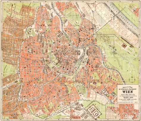 Old Map Of Vienna Wien In 1884 Buy Vintage Map Replica Poster Print
