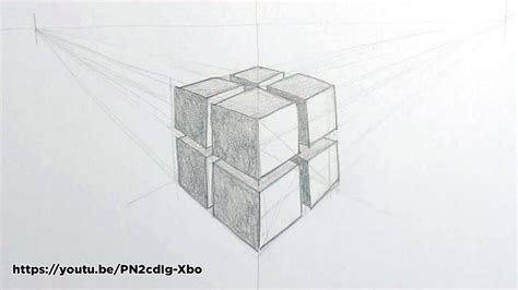 One Point Perspective Drawing Cube