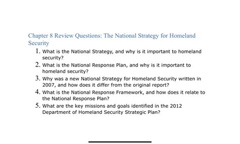 Solved Chapter 8 Review Questions The National Strategy For