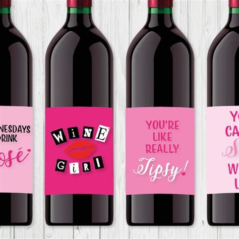 mean girls wine labels 6 wine bottle labels mean girls etsy