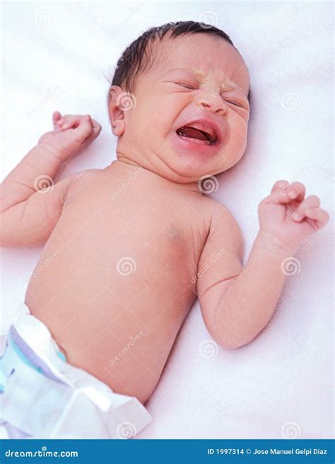 Adorable New Born Baby Crying Stock Photo Image Of Emotion Portrait