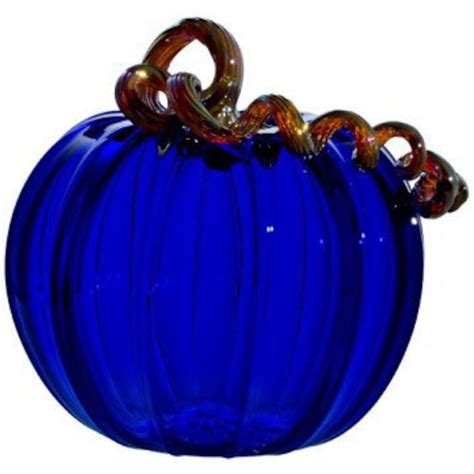 Large Cobalt Blue Pumpkin With Shiny Stem Made In Corning Ny Etsy