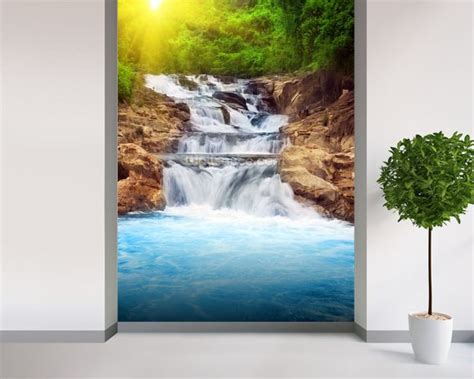 Beautiful Vibrant Waterfall Wallpaper Wall Mural Wallsauce Usa