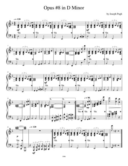 Opus 8 In D Minor Sheet Music Joseph Pugh Piano Solo